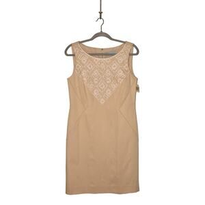 ANTONIO MELANI NEW $178‎ Beaded Sleeveless Sheath Carys Dress Papyrus Size 8